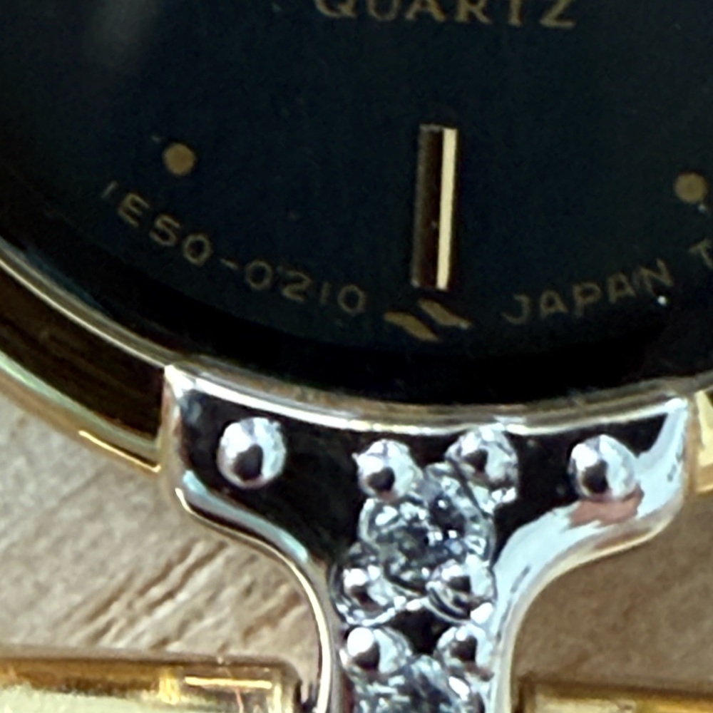 Lassale Rare Diamond Vintage Ladies Watch Gold Plated Bracelet Case Black Dial - Picture 8 of 16